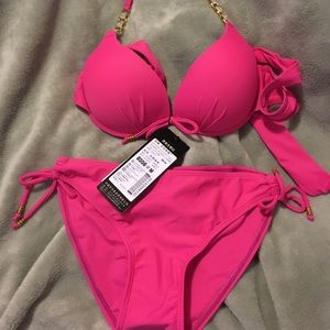 Hot pink padded bikini set